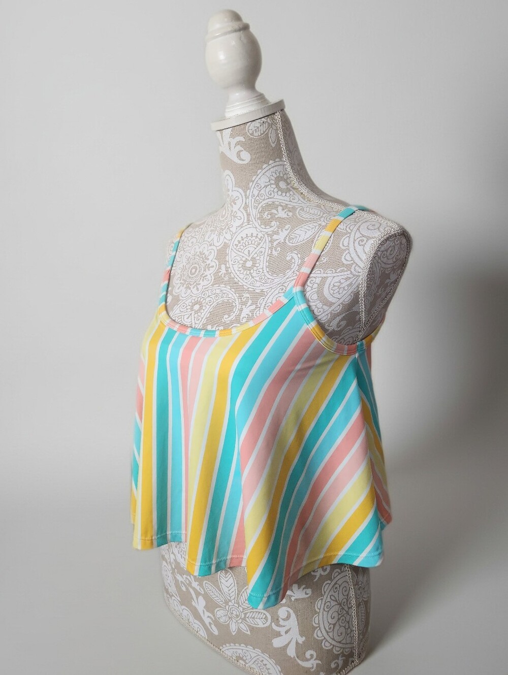 Matilda Jane Dream Chasers Colorful Coast Striped Swim Tank Size S
